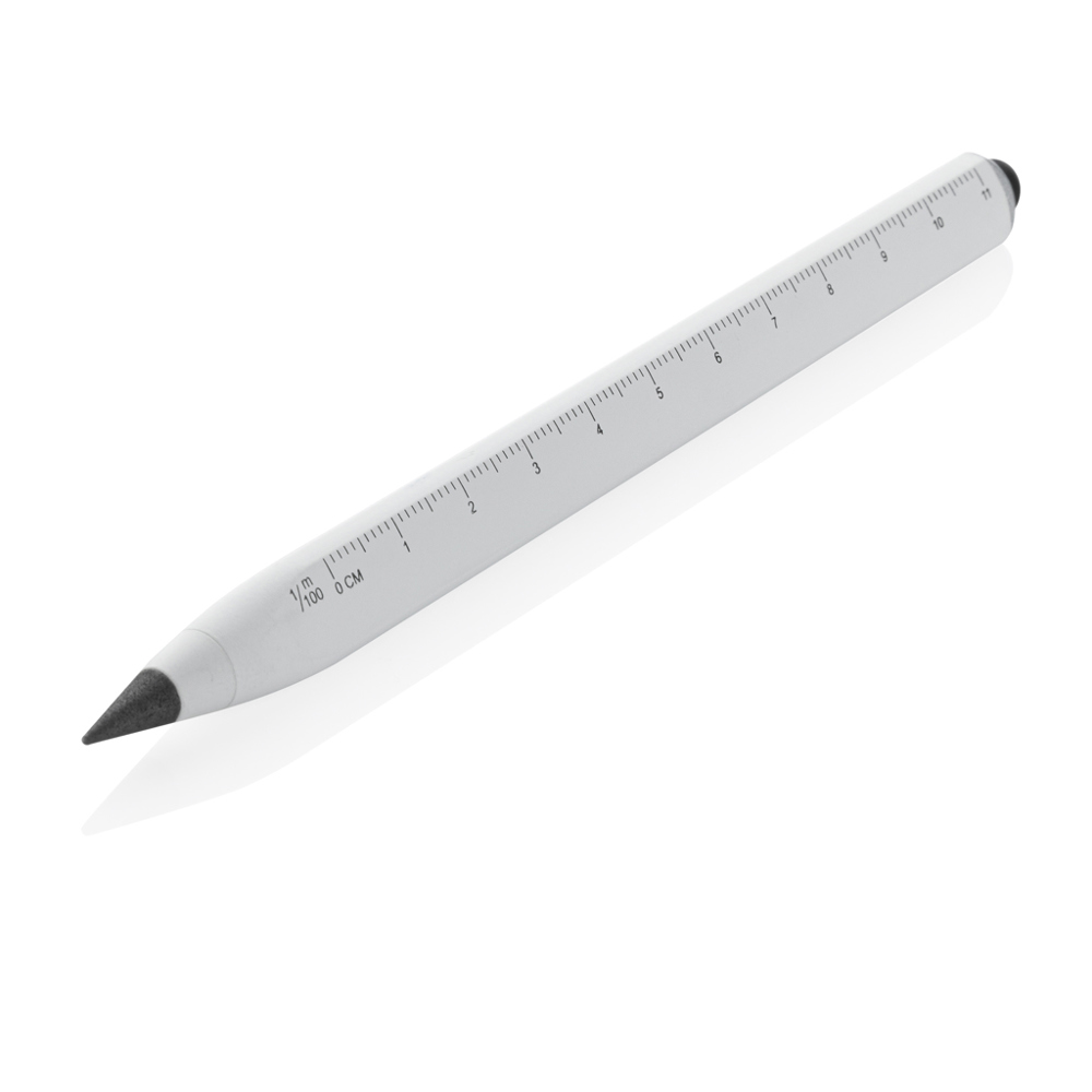 Eon RCS gerecycled aluminium infinity pen - voor bedrijven en relatiegeschenken - wit (± PMS White)