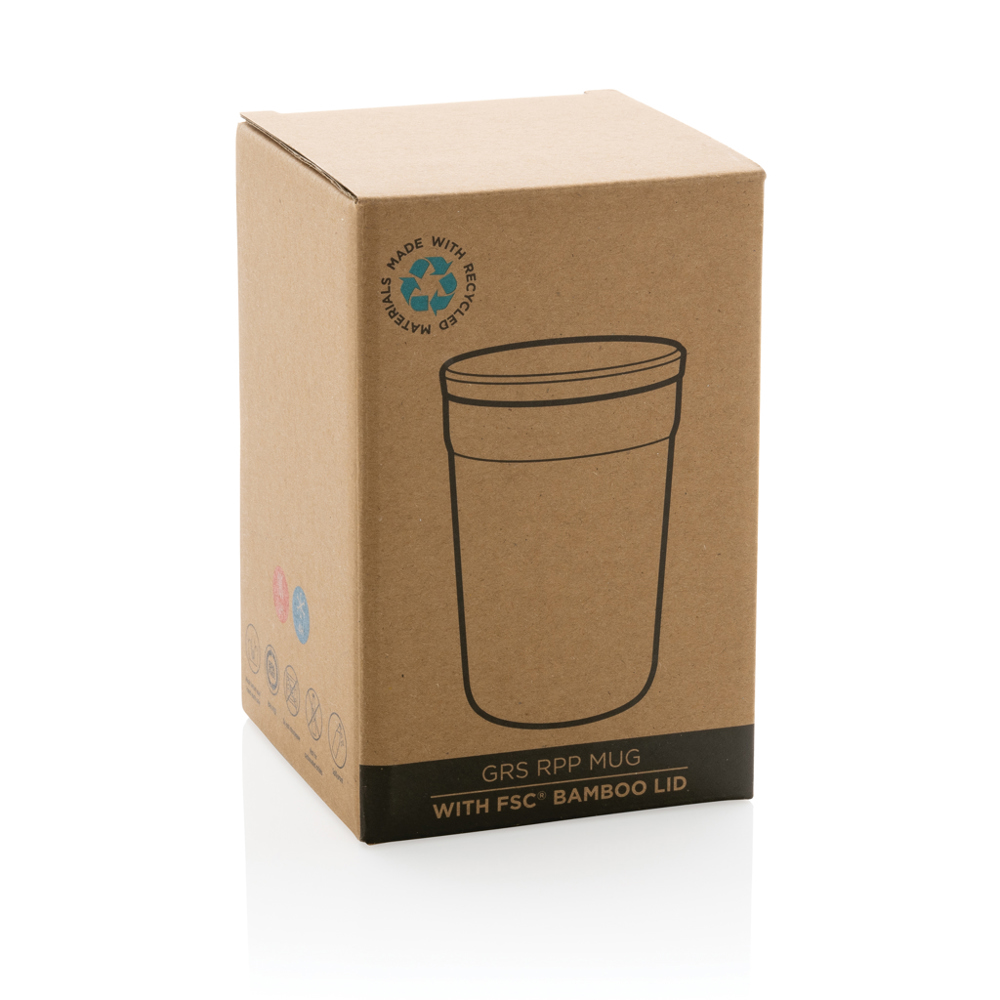 GRS gecertificeerd gerecycled PP mok met bamboe deksel