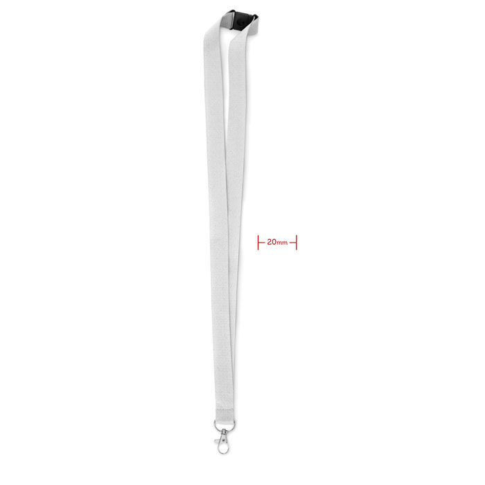 PANY - Lanyard, haak en clip. 20 mm - voor bedrijven en relatiegeschenken - wit