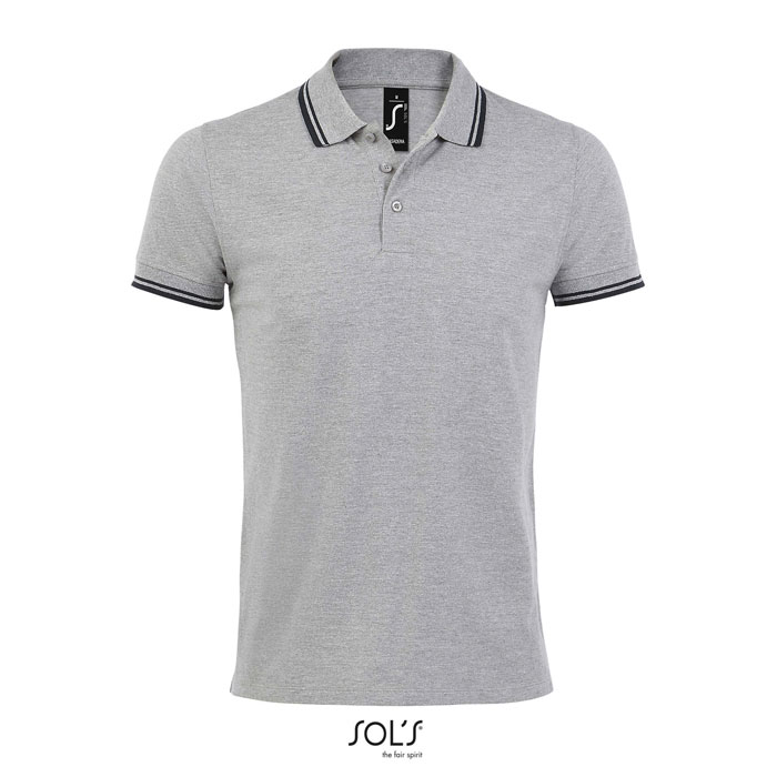 PASADENA MEN - PASADENA HEREN POLO 200 - met logo of onbedrukt bestellen - Grey Melange/ French Navy