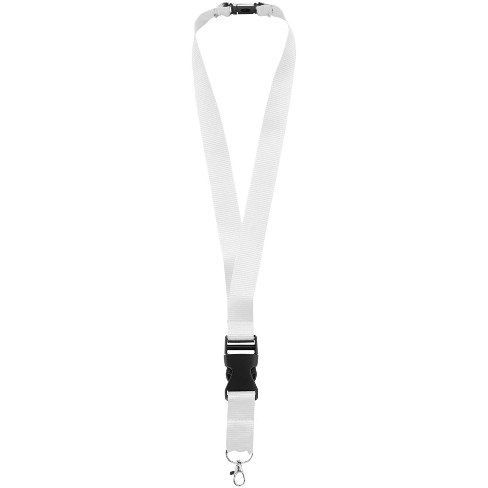Yogi lanyard met afneembare gesp en veiligheidssluiting - voor bedrijven en relatiegeschenken - wit