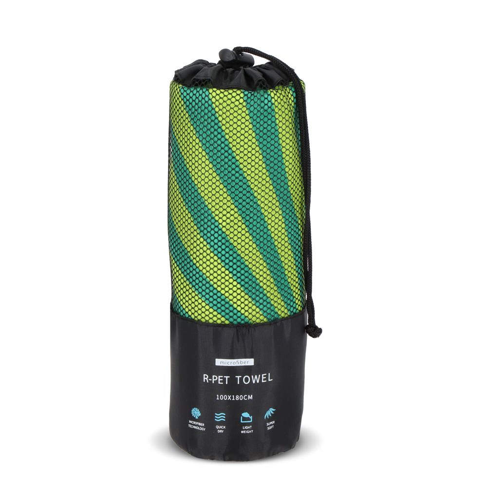 R-PET sneldrogende strandlaken 100x180cm met opbergzak (200g/m²) sublimatie