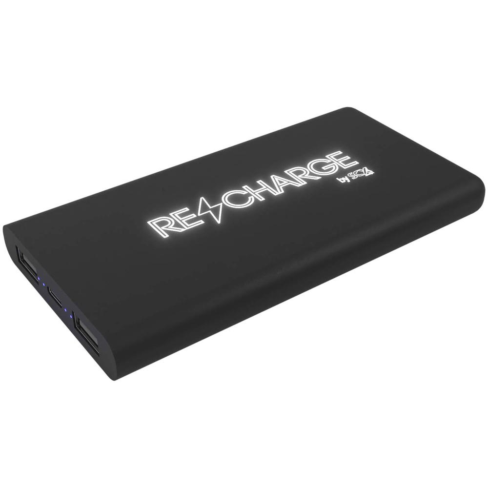 SCX.design P40 10.000 mAh draadloze rubberen powerbank met oplichtend - bedrukt of onbedrukt verkrijgbaar