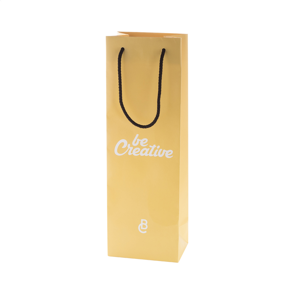 CreaShop W - custom made, papieren winkeltas. voor wijnflessen. - met logo of onbedrukt bestellen