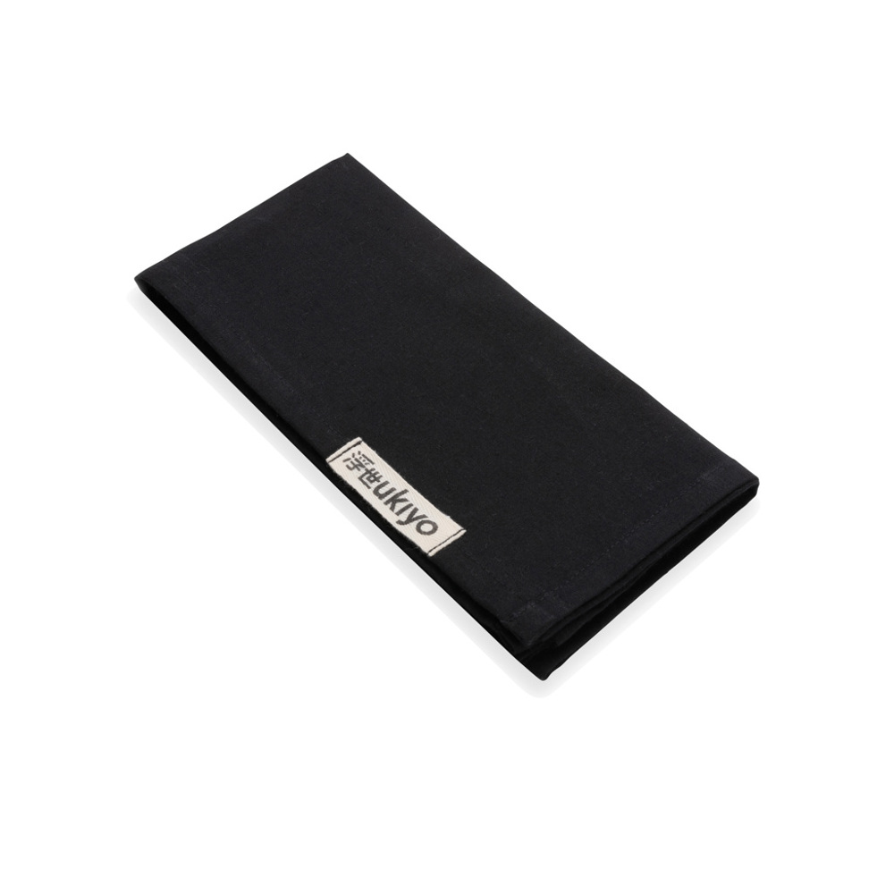 Ukiyo Aware™ 180gr 4-delige set recycled katoenen servetten - bedrukt of onbedrukt verkrijgbaar - zwart (± PMS Black)