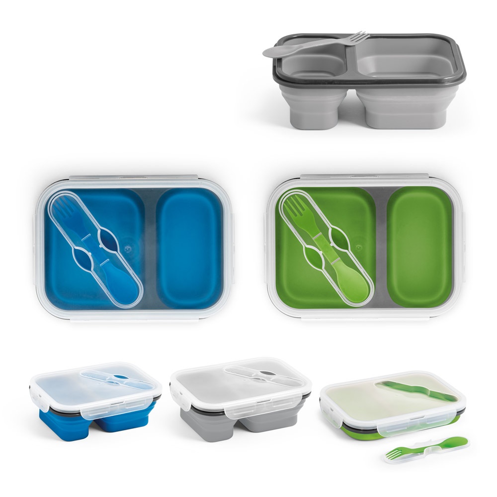 DILL. Lunchdoos. Intrekbare hermetische doos in siliconen en PP (480 en 760 mL) - bedrukt of onbedrukt