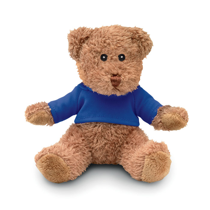 JOHNNY T - Teddybeer met T-shirt - bedrukt of onbedrukt verkrijgbaar - blauw
