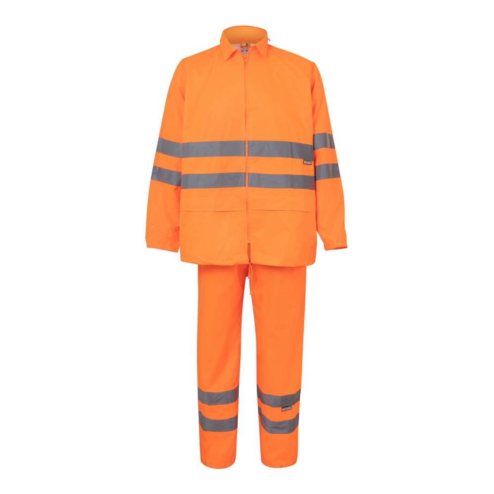 VL VENUS. Regenpak (130g/m²) van polyester (100%) met PU-coating - bedrukt of onbedrukt verkrijgbaar - Hexachrome oranje