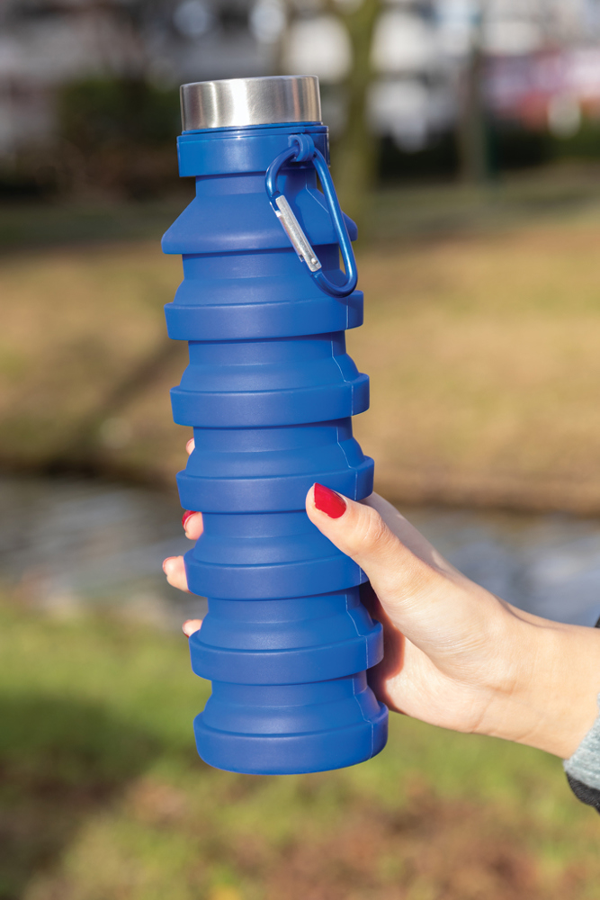 Lekvrije opvouwbare siliconen fles met schroefdop