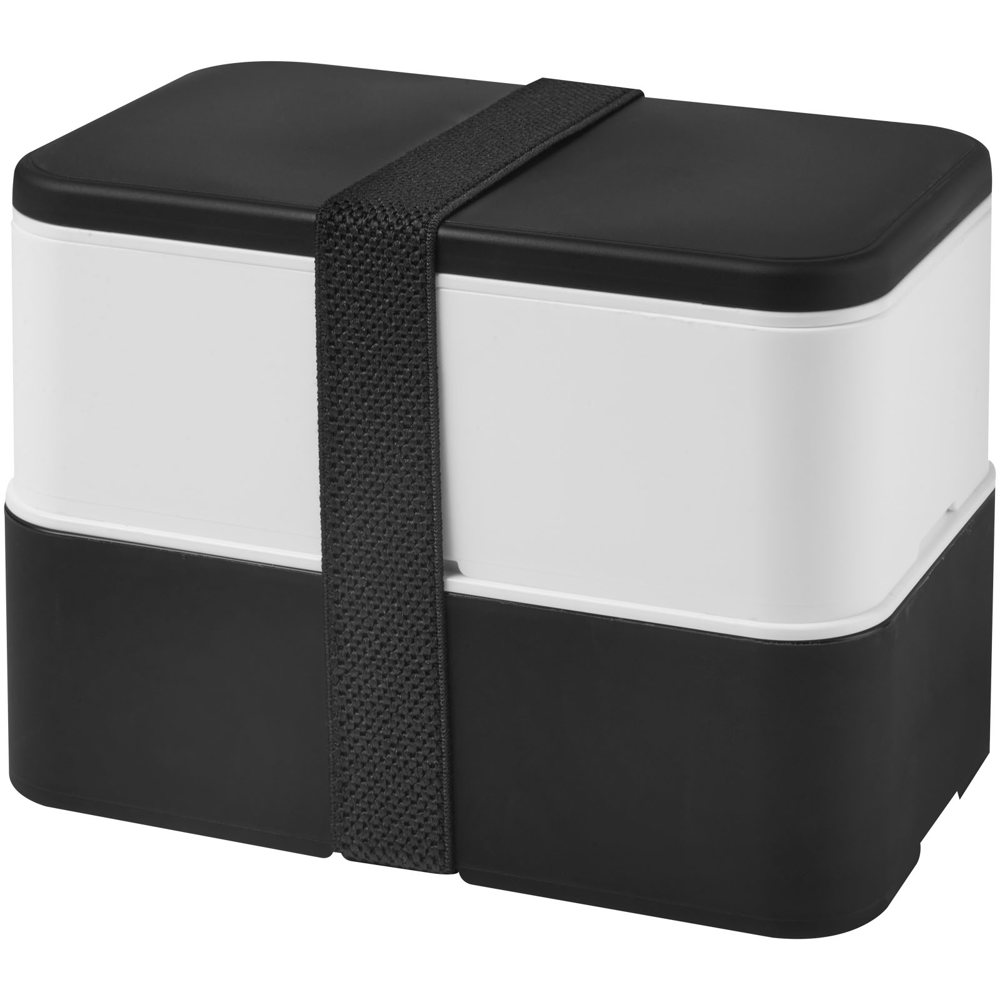 MIYO 700+700 ml dubbellaagse lunchbox - met logo of onbedrukt bestellen - Zwart, Wit, Zwart