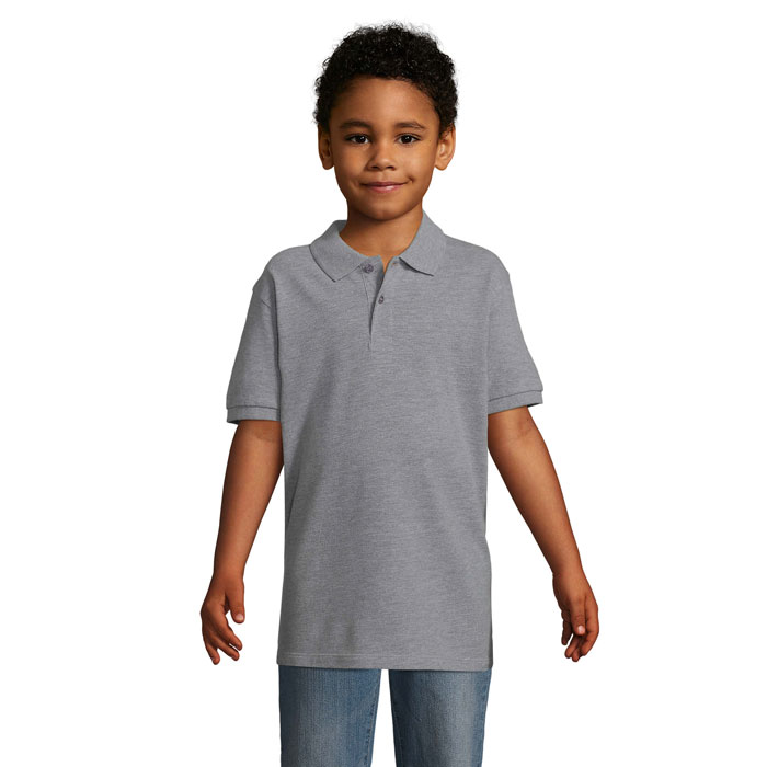 PERFECT KIDS - PERFECT kinder polo 180g - kopen of bedrukken - Grijs Gemêleerd 2