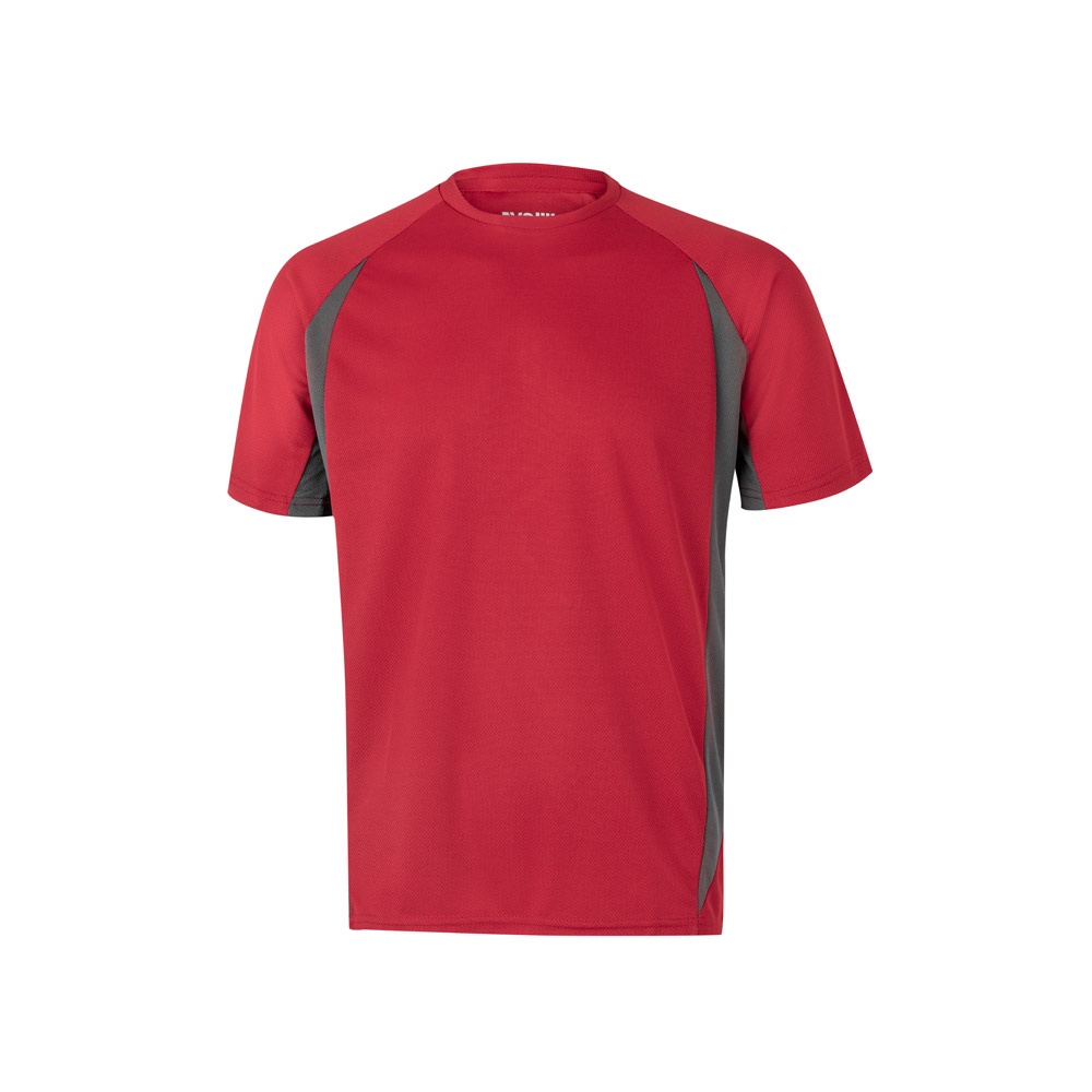 VL SLAYER. Tweekleurig technisch T-shirt met vogeloogjes (160g/m²) van polyester (100%) - bedrukt of onbedrukt - Rood, Grijs