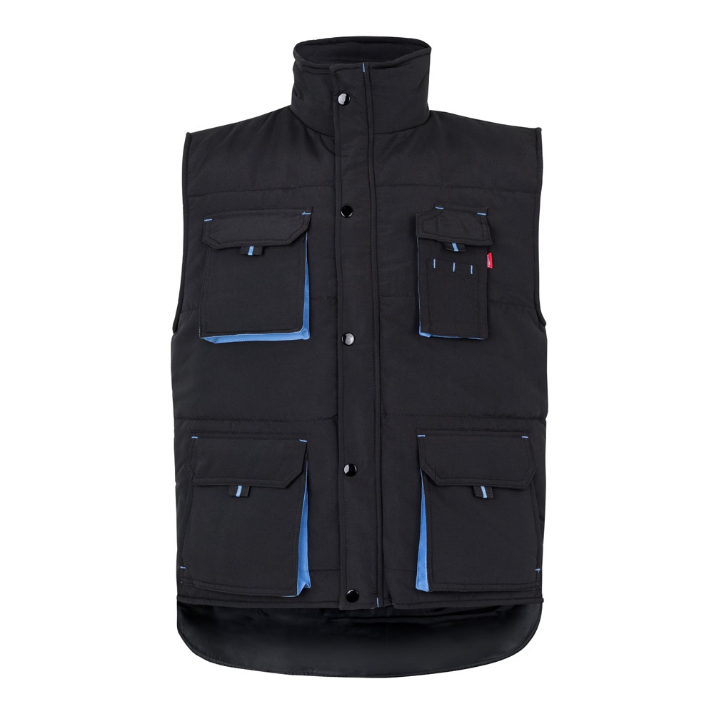 VL NERGAL. Gewatteerd vest, tweekleurig, met meerdere zakken (120g/m²), van polyester (100%) - kopen of - Zwart, Licht blauw