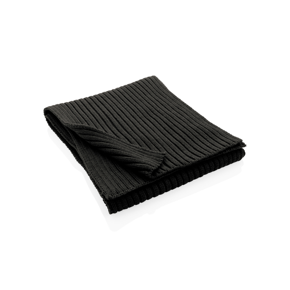 Impact AWARE™ Polylana® dubbel gebreide sjaal 180x25cm - met logo of onbedrukt bestellen - zwart (± PMS Black)