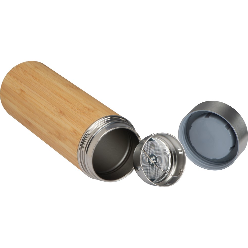 Drinkbeker RVS met bamboelook