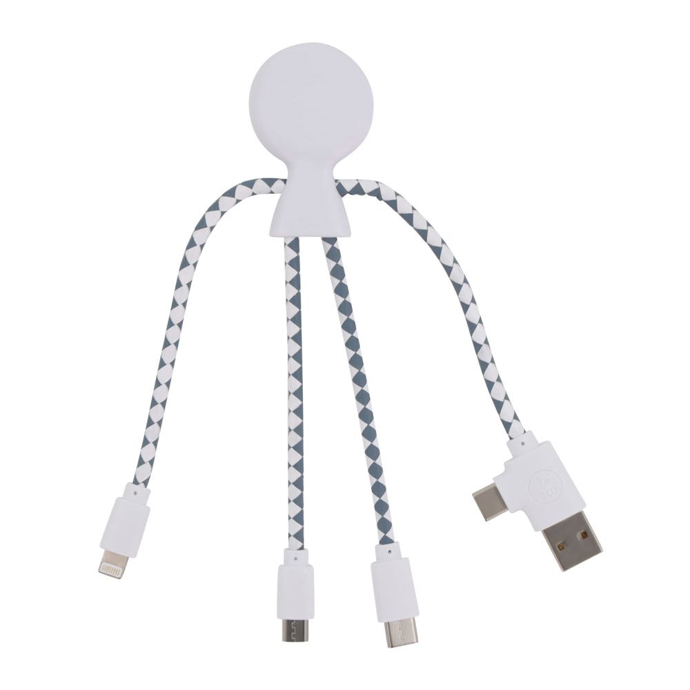 2081 | Xoopar Mr. Bio Charging cable - bedrukt of onbedrukt verkrijgbaar - Wit