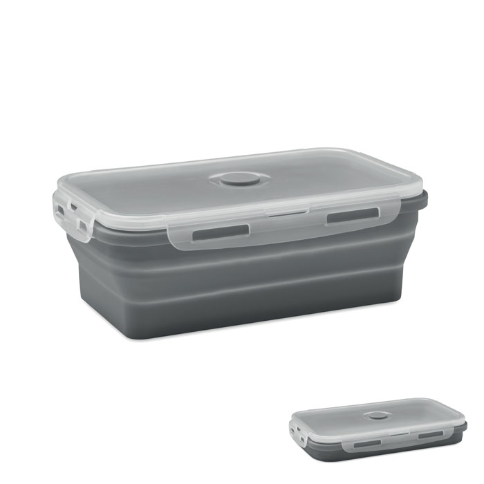 KOLAPSO - Inklapbare siliconen lunchbox - bedrukt of onbedrukt verkrijgbaar - Steengrijs