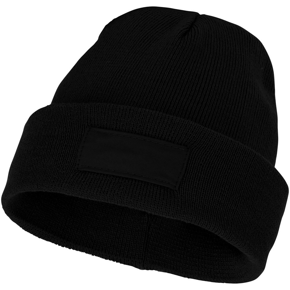 Boreas beanie met patch - met logo of onbedrukt bestellen - zwart