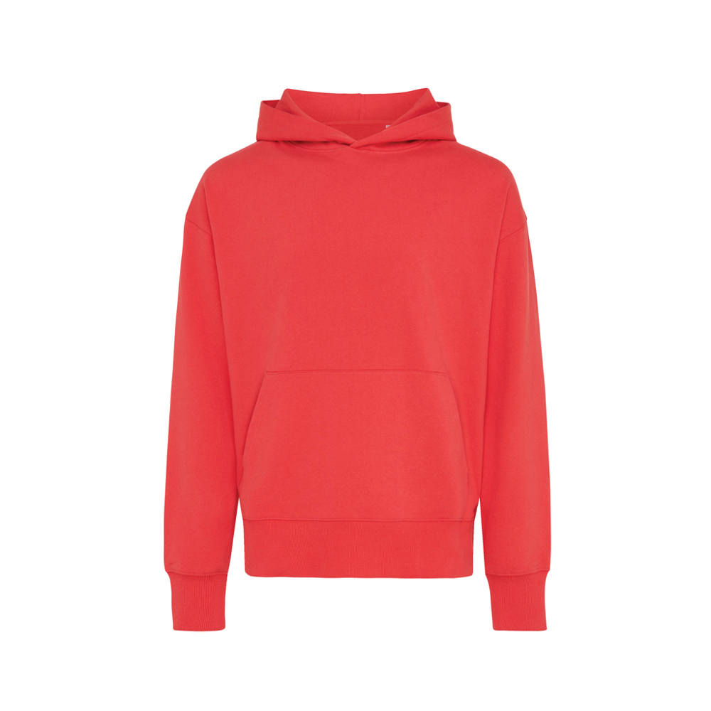 IQONIQ Yoho gerecycled katoen relaxed hoodie - met logo of onbedrukt bestellen - luscious red (± PMS 17-1663TCX)