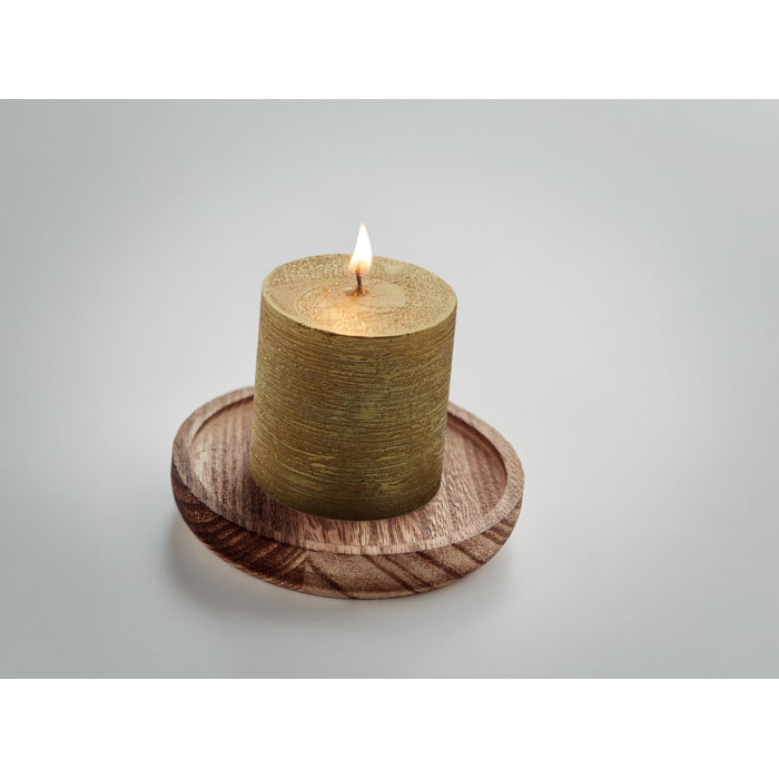 PENTAS - Kaars met ronde houten basis