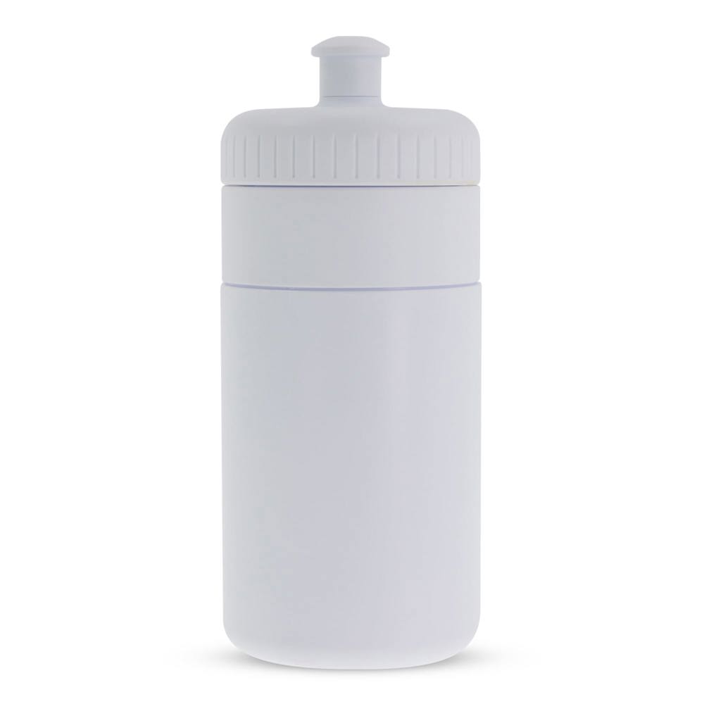 Sportbidon met rand 500ml - voor bedrijven en relatiegeschenken - Wit / Wit
