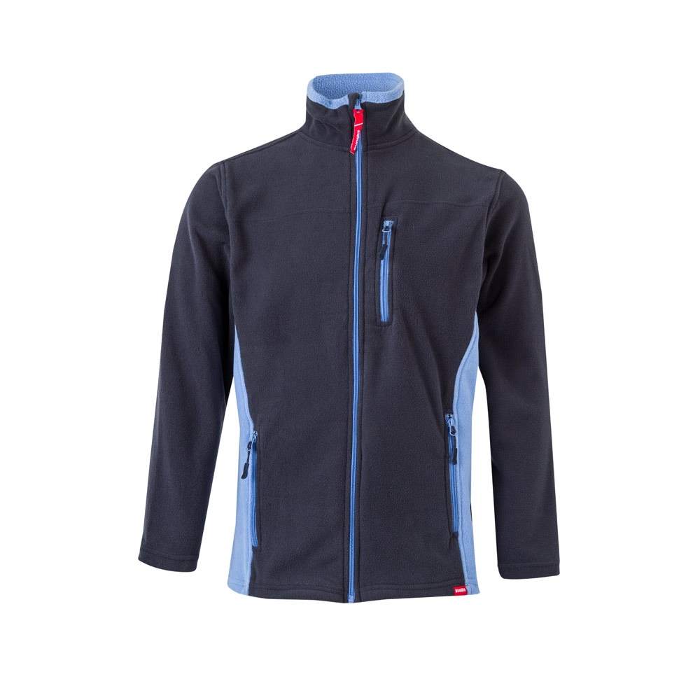 VL GERAS. Tweekleurig fleecejack (220g/m²) van polyester (100%) - bedrukt of onbedrukt verkrijgbaar - Marineblauw, Licht blauw