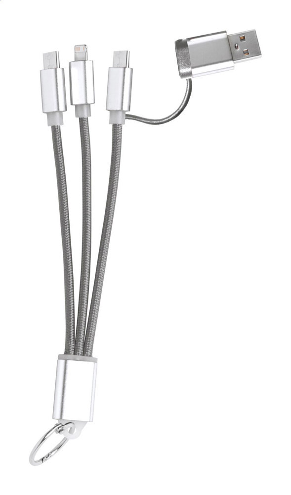 Rashort - sleutelhanger met USB-oplaadkabel - bedrukt of onbedrukt verkrijgbaar - Grijs