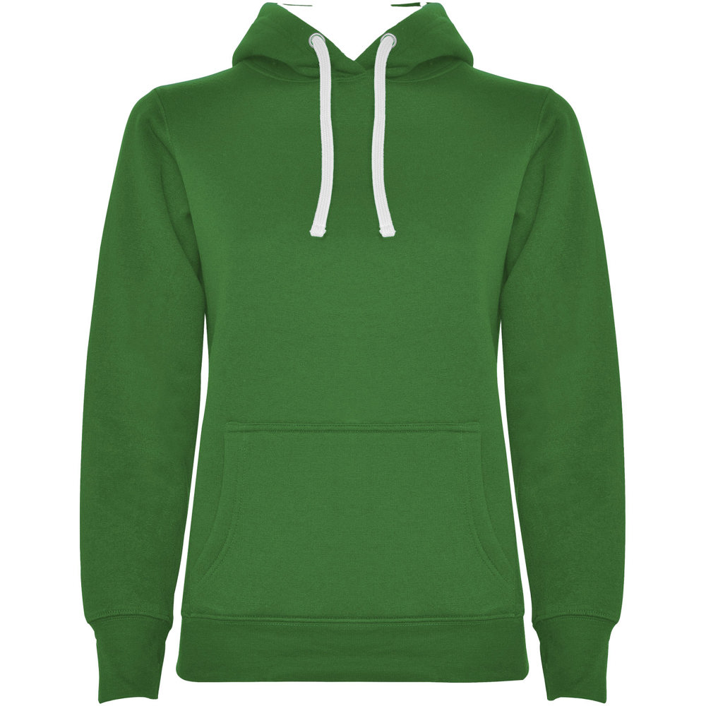 Urban hoodie voor dames - met logo of onbedrukt bestellen - Kellygroen, Wit