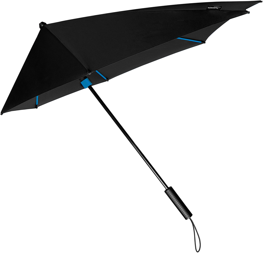 STORMaxi - Arodynamische stormparaplu - Handopening - Windproof - 92 cm - Zwart - bedrukt of onbedrukt - Zwart / Blauw (± PMS Zwart / 285C)