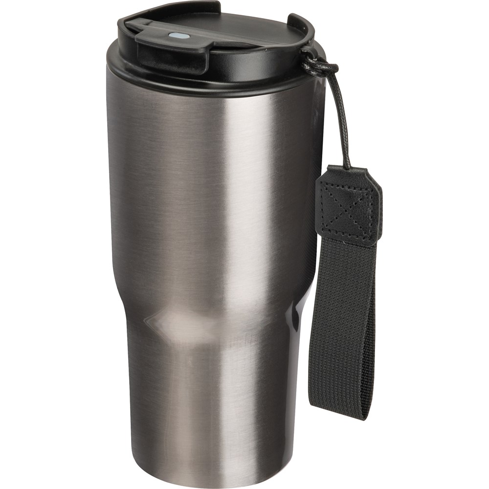 Dubbelwandige drinkbeker van rvs, 550 ml - voor bedrijven en relatiegeschenken - zilvergrijs
