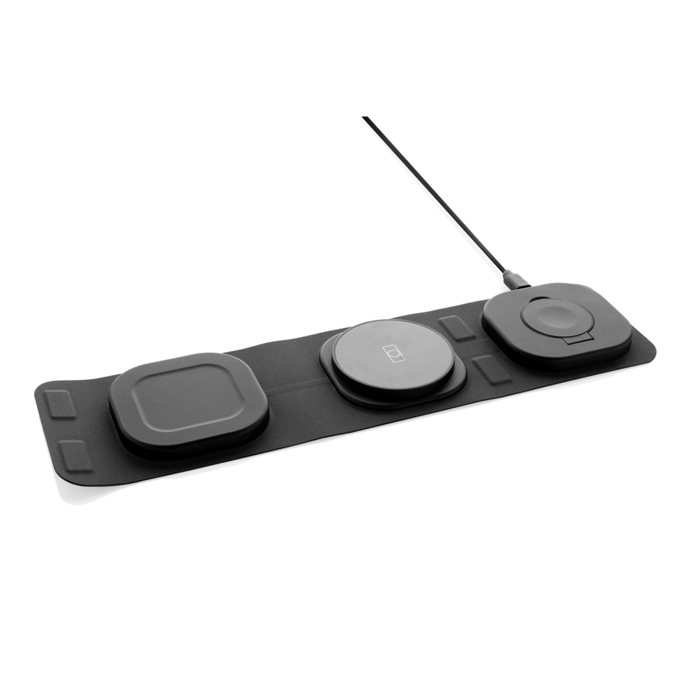 Swiss Peak RCS rplastic 3-in-1 draadloze 15W reislader. - bedrukt of onbedrukt verkrijgbaar