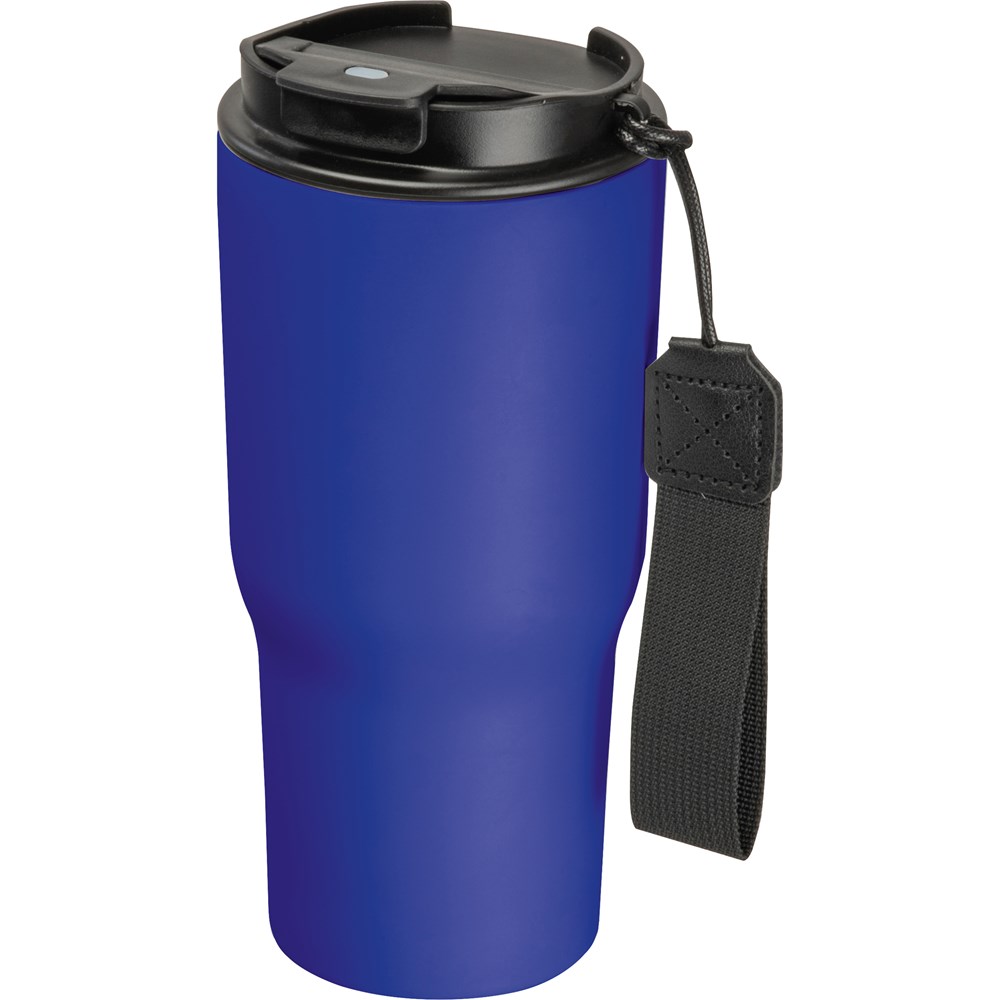Dubbelwandige drinkbeker van rvs, 550 ml - voor bedrijven en relatiegeschenken - blauw
