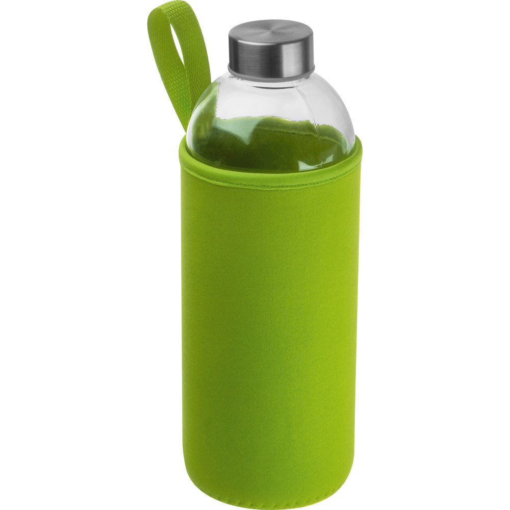 Drinkfles met neopreensleeve en inhoud van 1 liter - voor bedrijven en relatiegeschenken - Appelgroen