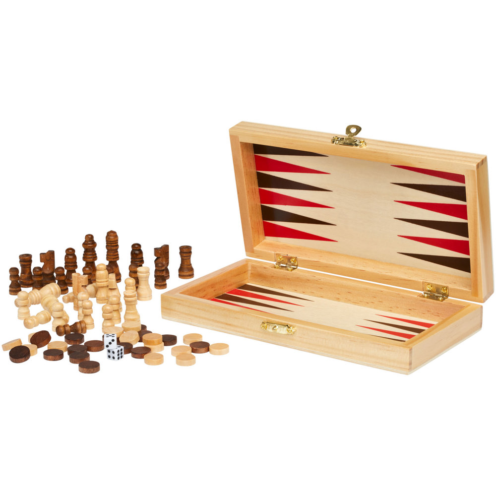 Mugo 3-in-1 houten spellenset - bedrukt of onbedrukt verkrijgbaar