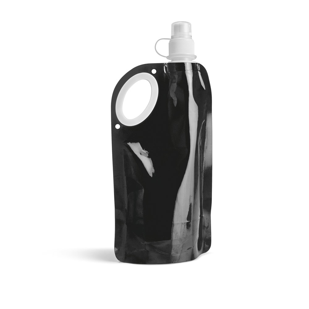 HIKE. Opvouwbare fles in PET, PA en PE 750 mL - met logo of onbedrukt bestellen - zwart
