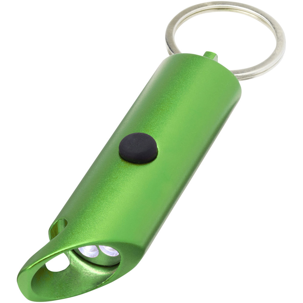 Flare led-lamp en flesopener van gerecycled aluminium met sleutelhanger - kopen of bedrukken - groen