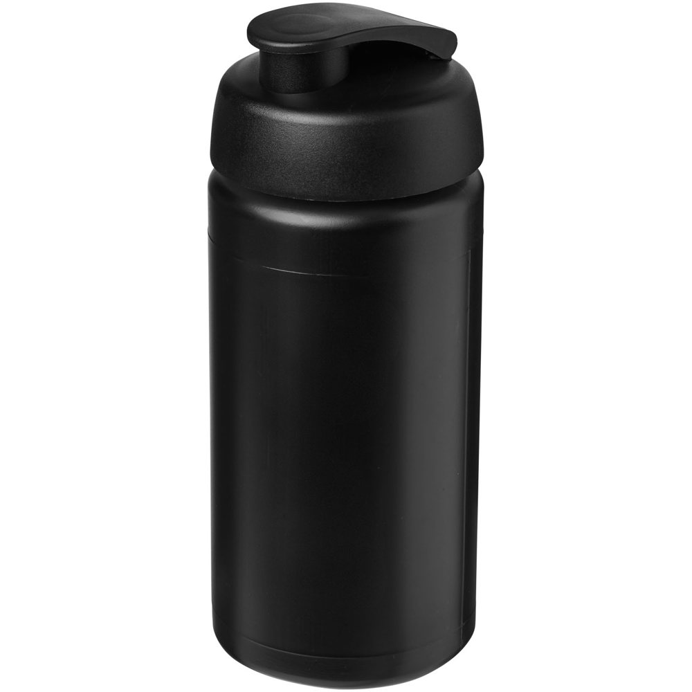 Baseline® Plus grip 500 ml sportfles met flipcapdeksel - met logo of onbedrukt bestellen - zwart