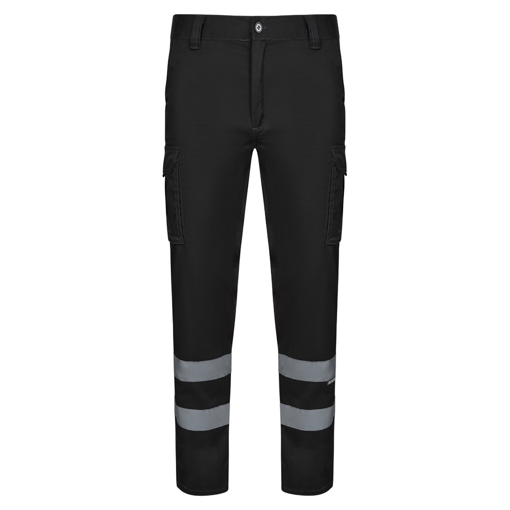 VL DIONYSUS. Multi-pocket stretchbroek (240g/m²), in katoen (46%), EME (38%) en polyester (16%) - met logo of - Zwart