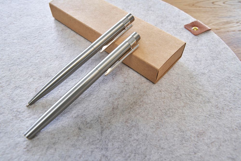 Gerecycled roestvrijstalen schrijfset Fritz