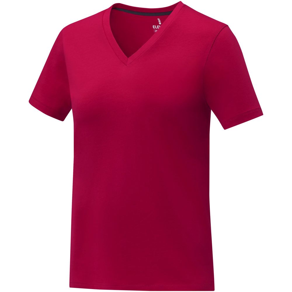 Somoto Dames T-shirt met V-hals en korte mouwen - voor bedrijven en relatiegeschenken - Rood