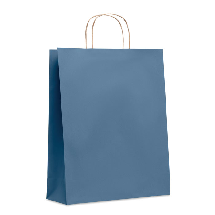 PAPER TONE L - Grote papieren geschenktas - bedrukt of onbedrukt verkrijgbaar - Blauw