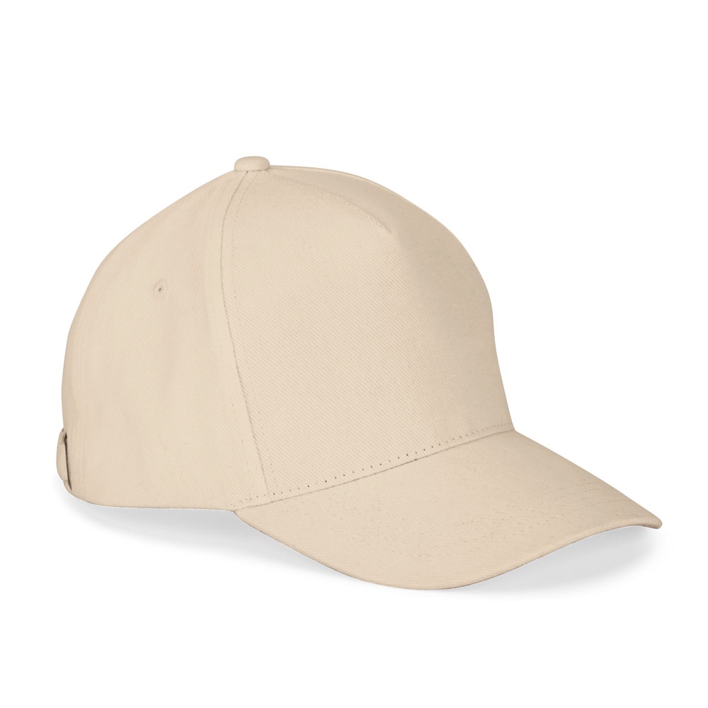 ASHTON. Pet van 100% katoen (260 gsm) met 5 panelen - met logo of onbedrukt bestellen - Beige