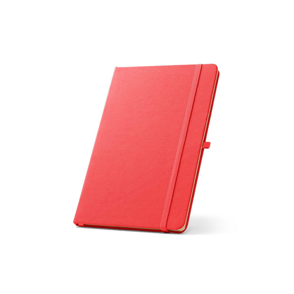 ANNE. A5 notitieblok in gerecycled polyester (100% rPET) met gelinieerde pagina's - kopen of bedrukken - Rood