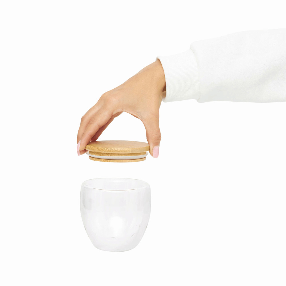 BAMBOO ART S - Dubbelwandig glas, inhoud ca. 250 ml. - voor bedrijven en relatiegeschenken
