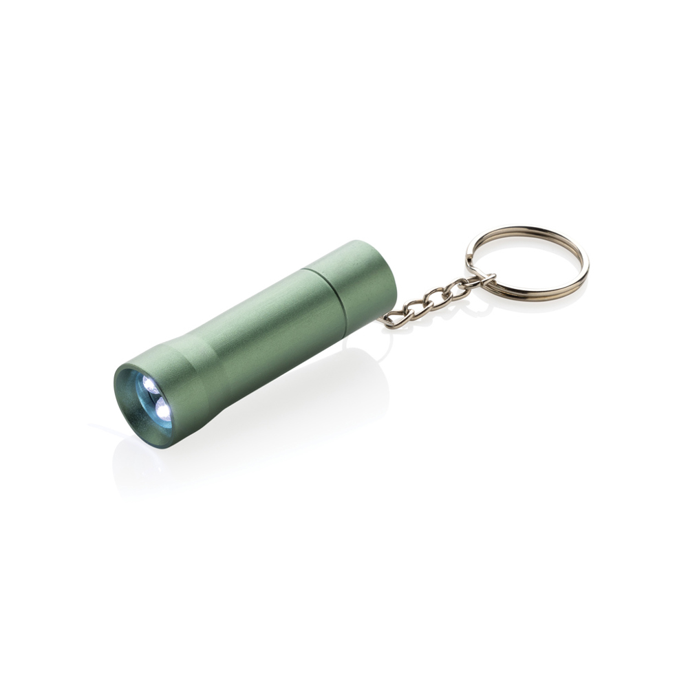 Flash RCS gerecycled aluminium sleutelhanger zaklamp - bedrukt of onbedrukt verkrijgbaar - groen (± PMS 5565C)
