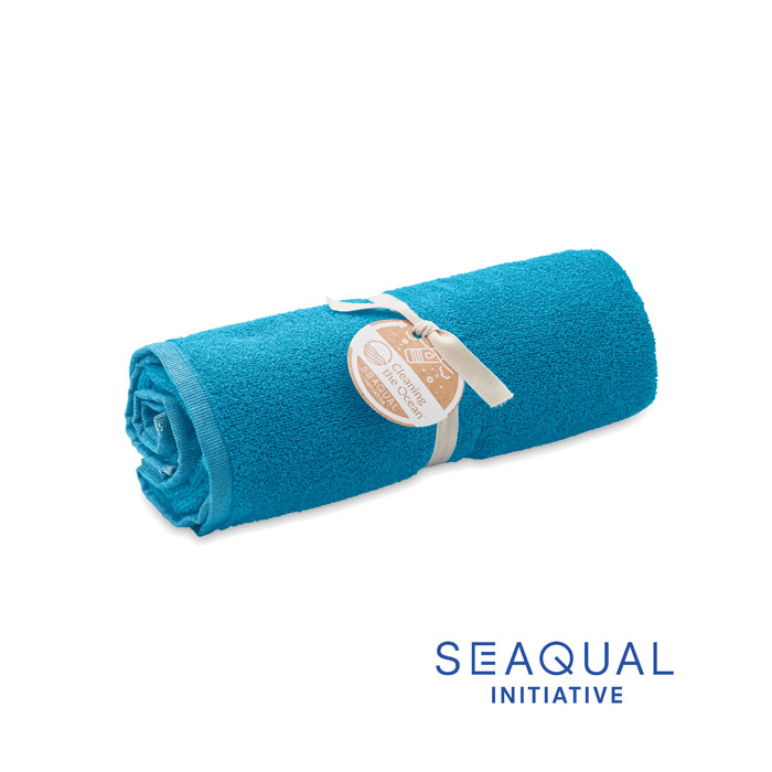 SAND - SEAQUAL® handdoek 70x140cm - met logo of onbedrukt bestellen - turquoise