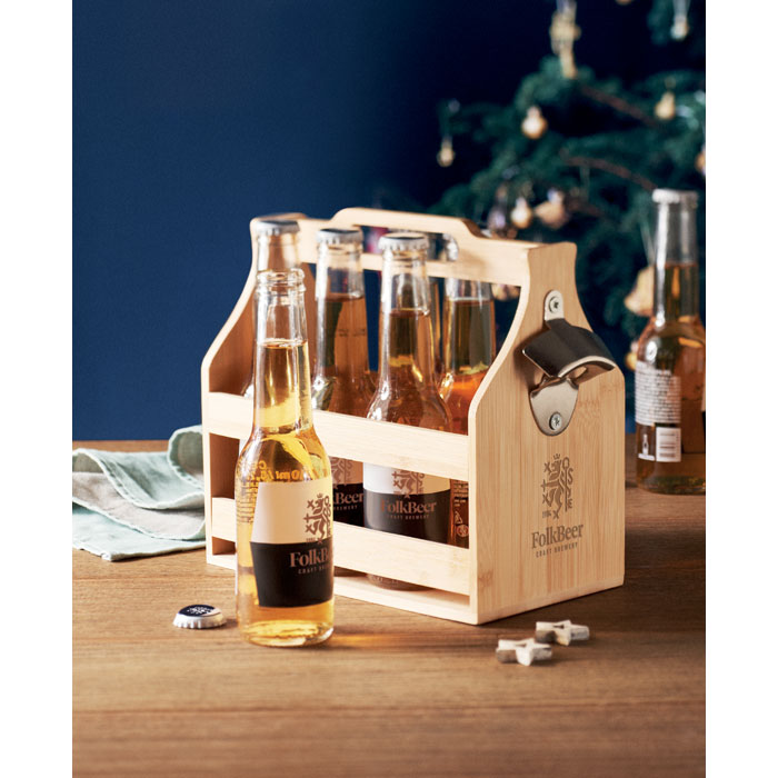 CABAS - Bamboe bierkrat 6 flessen bambo - voor bedrijven en relatiegeschenken