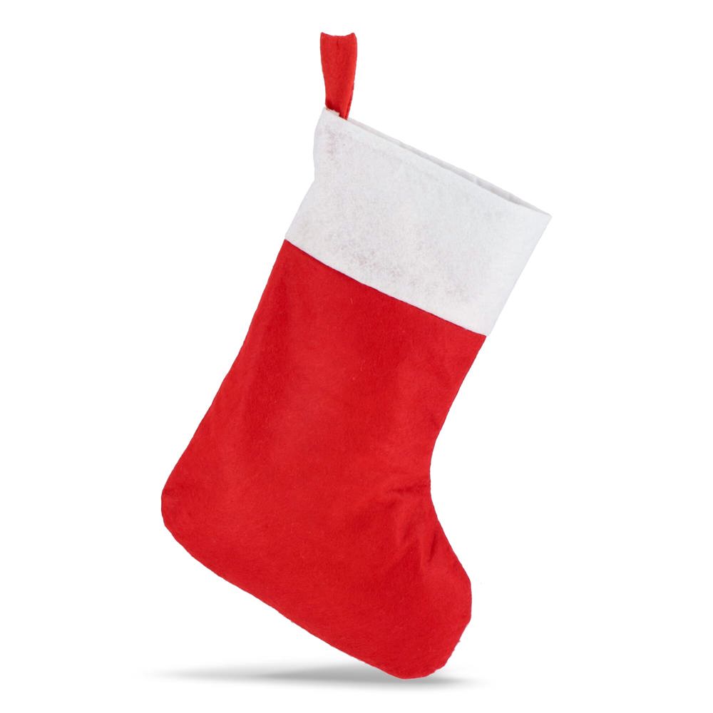 Vilten kerstsok 40 cm - voor bedrijven en relatiegeschenken - Wit / Rood