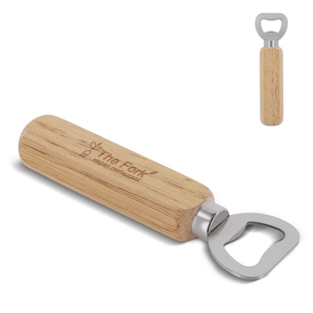 Flesopener met houten handvat - met logo of onbedrukt bestellen