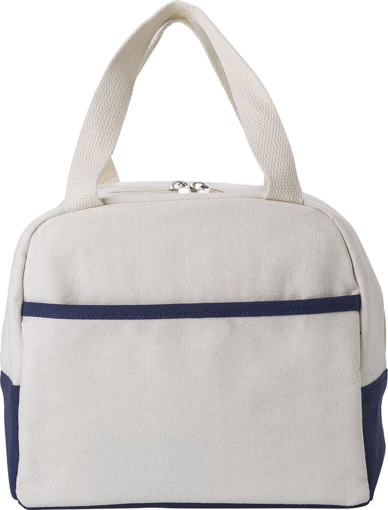 Katoenen (280 gr/m²) koeltas Alex - voor bedrijven en relatiegeschenken - navy/naturel
